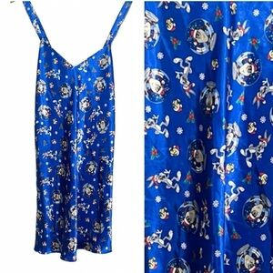 3/$25 🙌🏼 Looney Tunes Christmas Satin Silky Mini Slip Sleep Dress Large